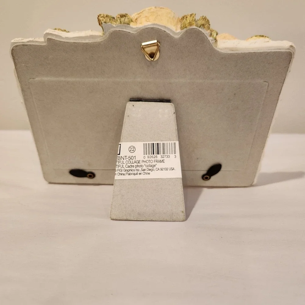 Vintage Figi Photo 3 Picture Frame White Roses Romantic Shabby Chic Desk or Wall